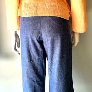 Banana Republic Women's Wide Leg Cotton Cuffed Pants Size 8